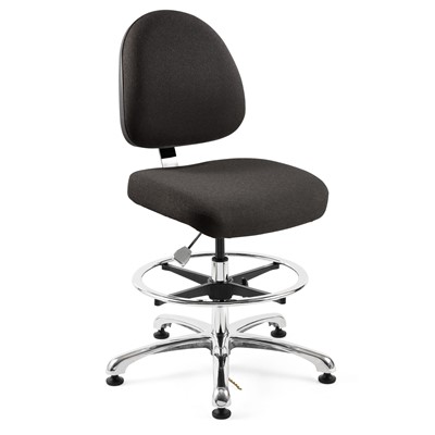 Bevco 9350M-E-F-EB - Integra-E 9000 Series ESD Chair - Static Control Fabric - 19"-26.5" - ESD Mushroom Glides - Ebony