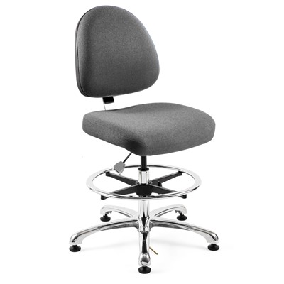 Bevco 9350M-E-F-GY - Integra-E 9000 Series ESD Chair - Static Control Fabric - 19"-26.5" - ESD Mushroom Glides - Gray