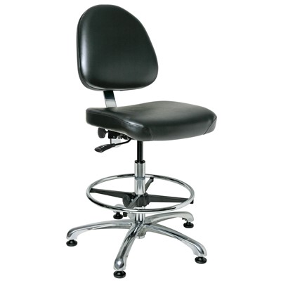 Bevco 9350M-S-V-BK - Integra 9000 Series Upholstered Office Chair - Vinyl - 19"-26.5" - Mushroom Glides - Black