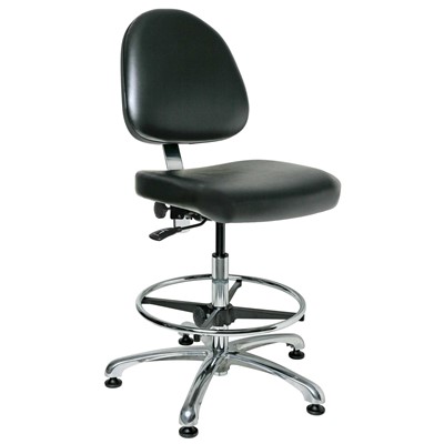 Bevco 9350ME1-BK - Integra-ECR 9000 Series Class 10 ESD Cleanroom Chair - Static Control Vinyl - 19"-26.5" - ESD Mushroom Glides - Black