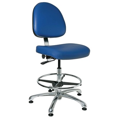 Bevco 9350ME1-BL - Integra-ECR 9000 Series Class 10 ESD Cleanroom Chair - Static Control Vinyl - 19"-26.5" - ESD Mushroom Glides - Blue