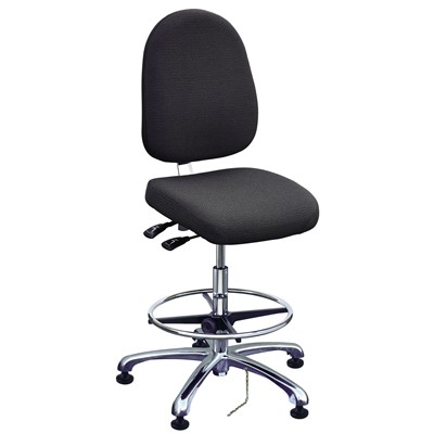 Bevco 9351L-E-F-EB - Integra-E 9000 Series ESD Chair - Static Control Fabric - 19"-26.5" - ESD Mushroom Glides - Ebony