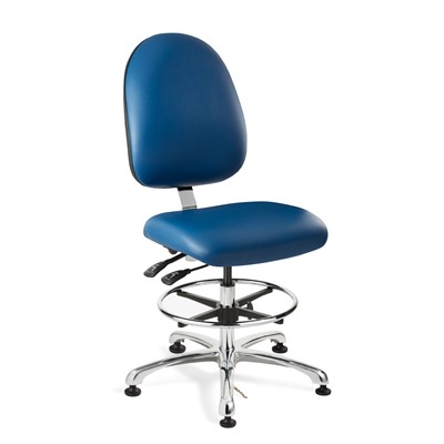 Bevco 9351L-E-V-BL - Integra-E 9000 Series ESD Chair - Static Control Vinyl - 19"-26.5" - ESD Mushroom Glides - Blue