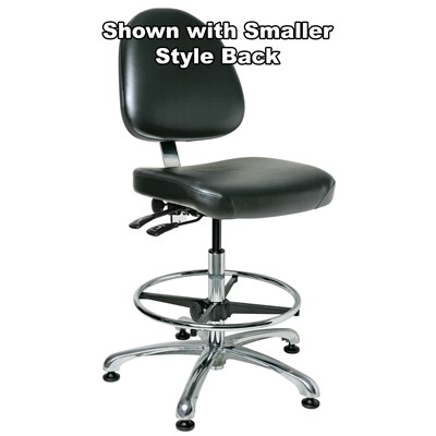 Bevco 9351L-S-V-BK - Integra 9000 Series Upholstered Office Chair - Vinyl - 19"-26.5" - Mushroom Glides - Black