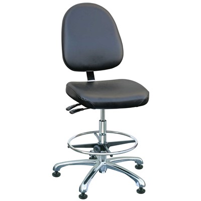 Bevco 9351LC2-BK - Integra-CR 9000 Series Class 100 Cleanroom/Laboratory Chair - Vinyl - 19"-26.5" - Mushroom Glides - Black