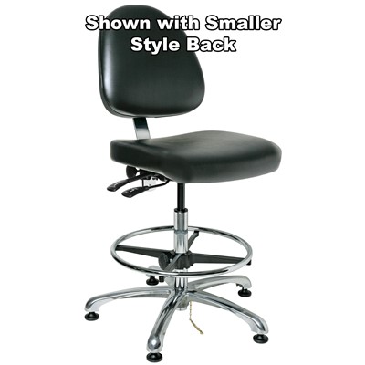 Bevco 9351LE4-BK - Integra-ECR 9000 Series Class 10000 ESD Cleanroom Chair - Static Control Vinyl - 19"-26.5" - ESD Mushroom Glides - Black