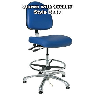 Bevco 9351LE3-BL - Integra-ECR 9000 Series Class 1000 ESD Cleanroom Chair - Static Control Vinyl - 19"-26.5" - ESD Mushroom Glides - Blue