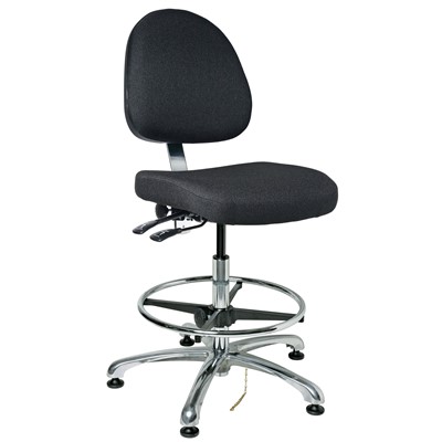 Bevco 9351M-E-F-EB - Integra-E 9000 Series ESD Chair - Static Control Fabric - 19"-26.5" - ESD Mushroom Glides - Ebony