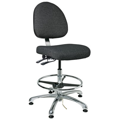 Bevco 9351M-E-F-GY - Integra-E 9000 Series ESD Chair - Static Control Fabric - 19"-26.5" - ESD Mushroom Glides - Gray