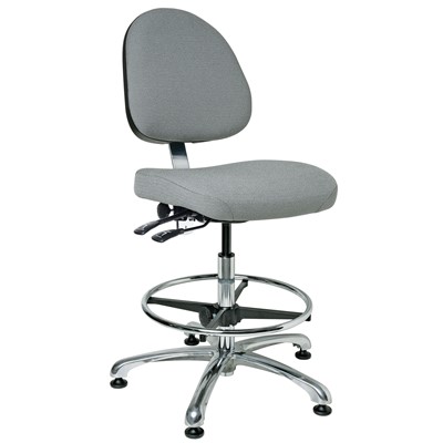 Bevco 9351M-S-F-GY - Integra 9000 Series Upholstered Office Chair - Fabric - 19"-26.5" - Mushroom Glides - Gray