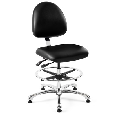 Bevco 9351MC4-BK - Integra-CR 9000 Series Class 10000 Cleanroom/Laboratory Chair - Vinyl - 19"-26.5" - Mushroom Glides - Black