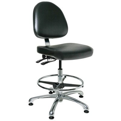 Bevco 9351ME1-BK - Integra-ECR 9000 Series Class 10 ESD Cleanroom Chair - Static Control Vinyl - 19"-26.5" - ESD Mushroom Glides - Black