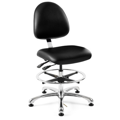 Bevco 9351ME4-BK - Integra-ECR 9000 Series Class 10000 ESD Cleanroom Chair - Static Control Vinyl - 19"-26.5" - ESD Mushroom Glides - Black