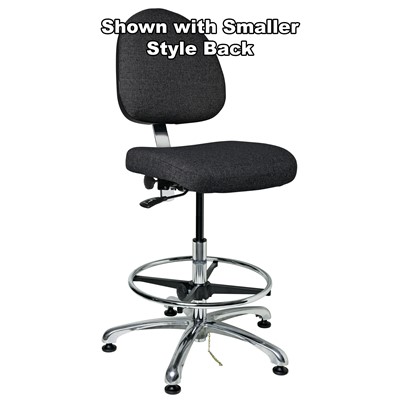 Bevco 9550L-E-F-EB - Integra-E 9000 Series ESD Chair - Static Control Fabric - 21.5"-31.5" - ESD Mushroom Glides - Ebony
