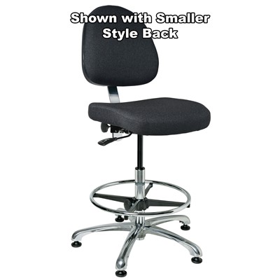Bevco 9550L-S-F-BK - Integra 9000 Series Upholstered Office Chair - Fabric - 21.5"-31.5" - Mushroom Glides - Black