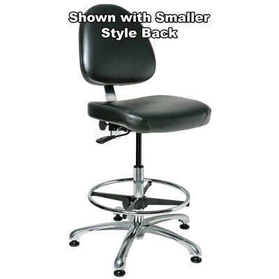 Bevco 9550L-S-V-BK - Integra 9000 Series Upholstered Office Chair - Vinyl - 21.5"-31.5" - Mushroom Glides - Black