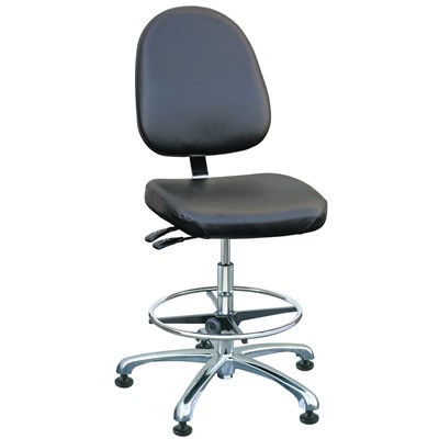 Bevco 9550LC2-BK - Integra-CR 9000 Series Class 100 Cleanroom/Laboratory Chair - Vinyl - 21.5"-31.5" - Mushroom Glides - Black