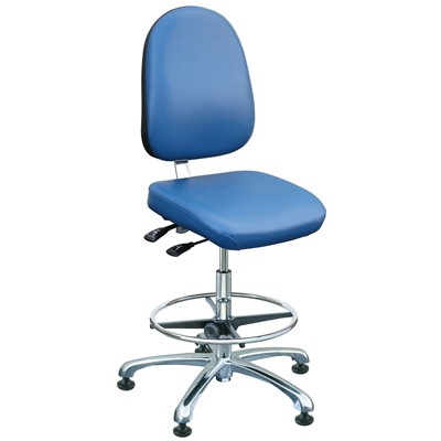Bevco 9550LC2-BL - Integra-CR 9000 Series Class 100 Cleanroom/Laboratory Chair - Vinyl - 21.5"-31.5" - Mushroom Glides - Blue