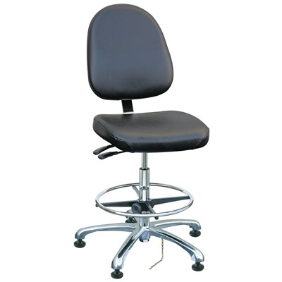 Bevco 9550LE1-BK - Integra-ECR 9000 Series Class 10 ESD Cleanroom Chair - Static Control Vinyl - 21.5"-31.5" - ESD Mushroom Glides - Black