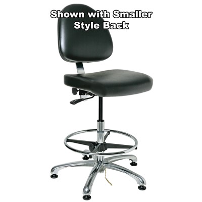 Bevco 9550LE4-BK - Integra-ECR 9000 Series Class 10000 ESD Cleanroom Chair - Static Control Vinyl - 21.5"-31.5" - ESD Mushroom Glides - Black