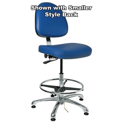 Bevco 9550LE3-BL - Integra-ECR 9000 Series Class 1000 ESD Cleanroom Chair - Static Control Vinyl - 21.5"-31.5" - ESD Mushroom Glides - Blue