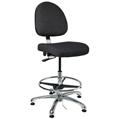 Bevco 9550M-E-F-EB - Integra-E 9000 Series ESD Chair - Static Control Fabric - 21.5"-31.5" - ESD Mushroom Glides - Ebony