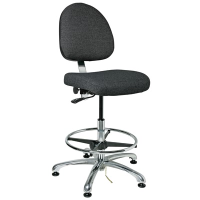 Bevco 9550M-E-F-GY - Integra-E 9000 Series ESD Chair - Static Control Fabric - 21.5"-31.5" - ESD Mushroom Glides - Gray