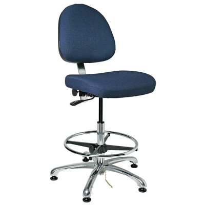 Bevco 9550M-E-F-NY - Integra-E 9000 Series ESD Chair - Static Control Fabric - 21.5"-31.5" - ESD Mushroom Glides - Navy Blue