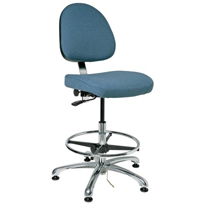 Bevco 9550M-E-F-SB - Integra-E 9000 Series ESD Chair - Static Control Fabric - 21.5"-31.5" - ESD Mushroom Glides - Slate Blue