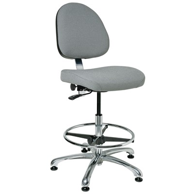 Bevco 9550M-S-F-GY - Integra 9000 Series Upholstered Office Chair - Fabric - 21.5"-31.5" - Mushroom Glides - Gray