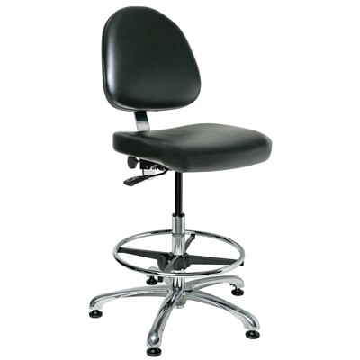 Bevco 9550ME1-BK - Integra-ECR 9000 Series Class 10 ESD Cleanroom Chair - Static Control Vinyl - 21.5"-31.5" - ESD Mushroom Glides - Black