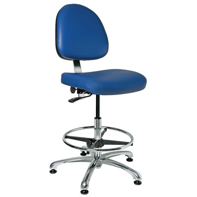 Bevco 9550ME1-BL - Integra-ECR 9000 Series Class 10 ESD Cleanroom Chair - Static Control Vinyl - 21.5"-31.5" - ESD Mushroom Glides - Blue
