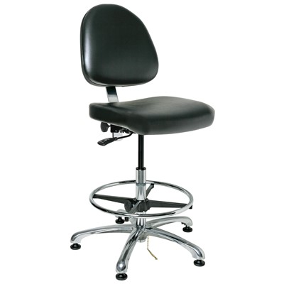 Bevco 9550ME2-BK - Integra-ECR 9000 Series Class 100 ESD Cleanroom Chair - Static Control Vinyl - 21.5"-31.5" - ESD Mushroom Glides - Black