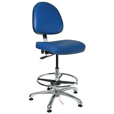 Bevco 9550ME3-BL - Integra-ECR 9000 Series Class 1000 ESD Cleanroom Chair - Static Control Vinyl - 21.5"-31.5" - ESD Mushroom Glides - Blue