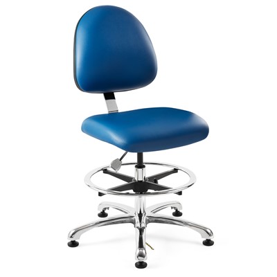 Bevco 9550ME4-BL - Integra-ECR 9000 Series Class 10000 ESD Cleanroom Chair - Static Control Vinyl - 21.5"-31.5" - ESD Mushroom Glides - Blue