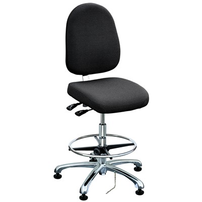 Bevco 9551L-E-F-EB - Integra-E 9000 Series ESD Chair - Static Control Fabric - 21.5"-31.5" - ESD Mushroom Glides - Ebony