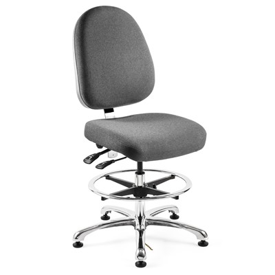 Bevco 9551L-E-F-GY - Integra-E 9000 Series ESD Chair - Static Control Fabric - 21.5"-31.5" - ESD Mushroom Glides - Gray
