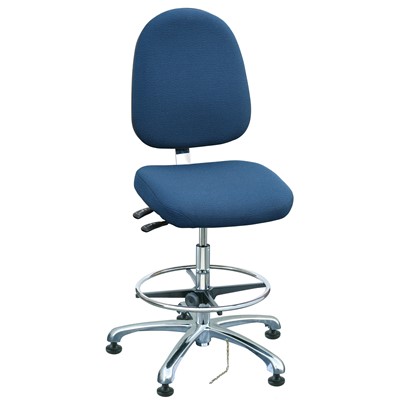 Bevco 9551L-E-F-NY - Integra-E 9000 Series ESD Chair - Static Control Fabric - 21.5"-31.5" - ESD Mushroom Glides - Navy Blue