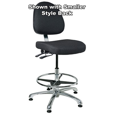 Bevco 9551L-S-F-BK - Integra 9000 Series Upholstered Office Chair - Fabric - 21.5"-31.5" - Mushroom Glides - Black