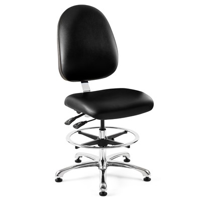 Bevco 9551LC4-BK - Integra-CR 9000 Series Class 10000 Cleanroom/Laboratory Chair - Vinyl - 21.5"-31.5" - Mushroom Glides - Black