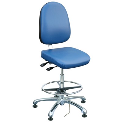 Bevco 9551LE1-BL - Integra-ECR 9000 Series Class 10 ESD Cleanroom Chair - Static Control Vinyl - 21.5"-31.5" - ESD Mushroom Glides - Blue