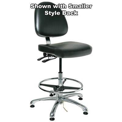 Bevco 9551LE4-BK - Integra-ECR 9000 Series Class 10000 ESD Cleanroom Chair - Static Control Vinyl - 21.5"-31.5" - ESD Mushroom Glides - Black
