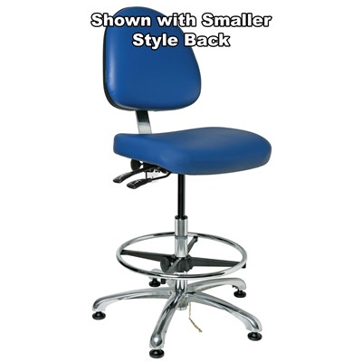 Bevco 9551LE2-BL - Integra-ECR 9000 Series Class 100 ESD Cleanroom Chair - Static Control Vinyl - 21.5"-31.5" - ESD Mushroom Glides - Blue