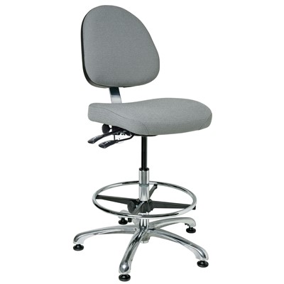 Bevco 9551M-S-F-GY - Integra 9000 Series Upholstered Office Chair - Fabric - 21.5"-31.5" - Mushroom Glides - Gray