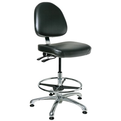 Bevco 9551M-S-V-BK - Integra 9000 Series Upholstered Office Chair - Vinyl - 21.5"-31.5" - Mushroom Glides - Black