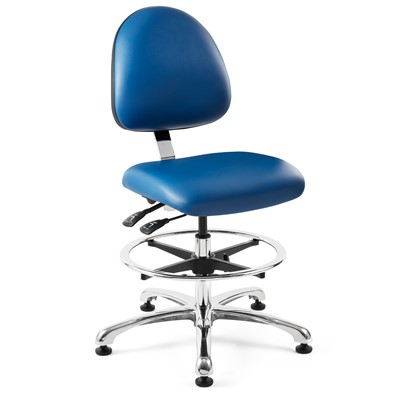 Bevco 9551MC4-BL - Integra-CR 9000 Series Class 10000 Cleanroom/Laboratory Chair - Vinyl - 21.5"-31.5" - Mushroom Glides - Blue