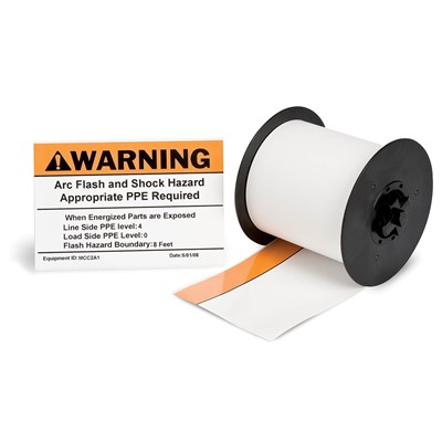 Brady 113222 - B-595 MiniMark™ Preprinted Striped Indoor/Outdoor Vinyl Tape - 4" x 100' - White w/Orange Stripe