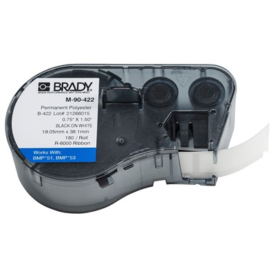 Brady M-90-422 - B-422 M-Series Polyester Label Cartridge - 0.75" x 1.5" - White