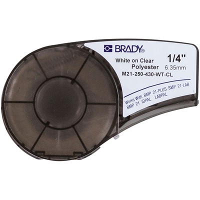 Brady M21-250-430-WT-CL - B-430 M21 Series Label Cartridge - 21' x 0.25" - White/Clear