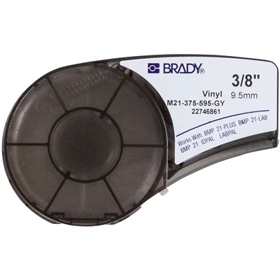 Brady M21-375-595-GY - B-595 M21 Series Label Cartridge - 21' x 0.375" - Black/Gray
